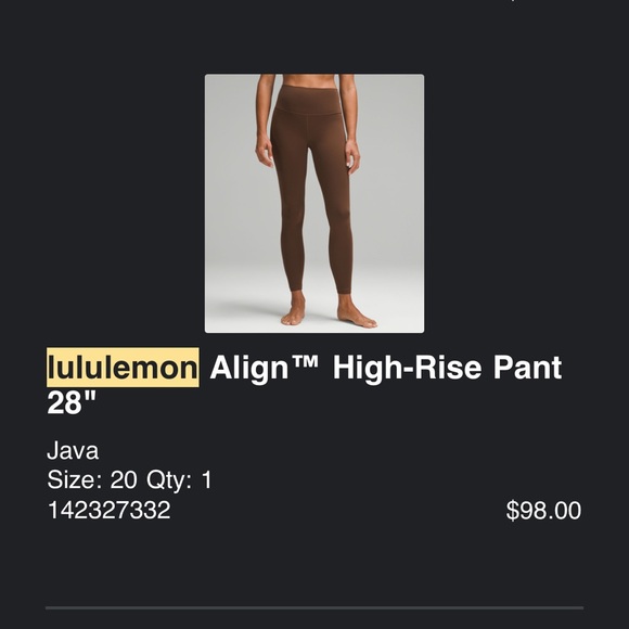 Lululemon Align High-Rise Pant (Color: Java) - Picture 4 of 4